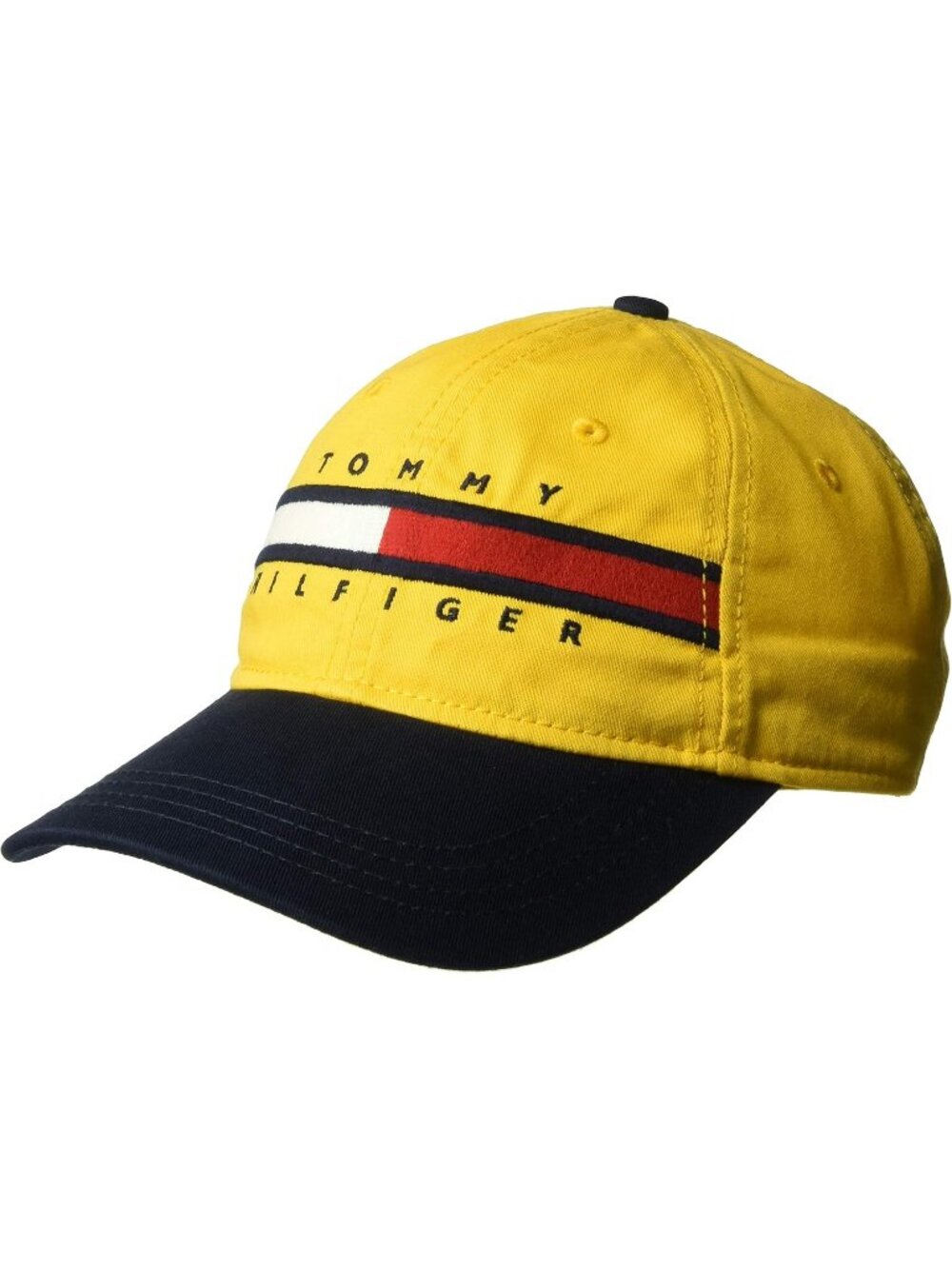 Tommy Hilfiger Men's Golden Glow/Navy Blazer Cotton Logo Adjustable Baseball Cap
